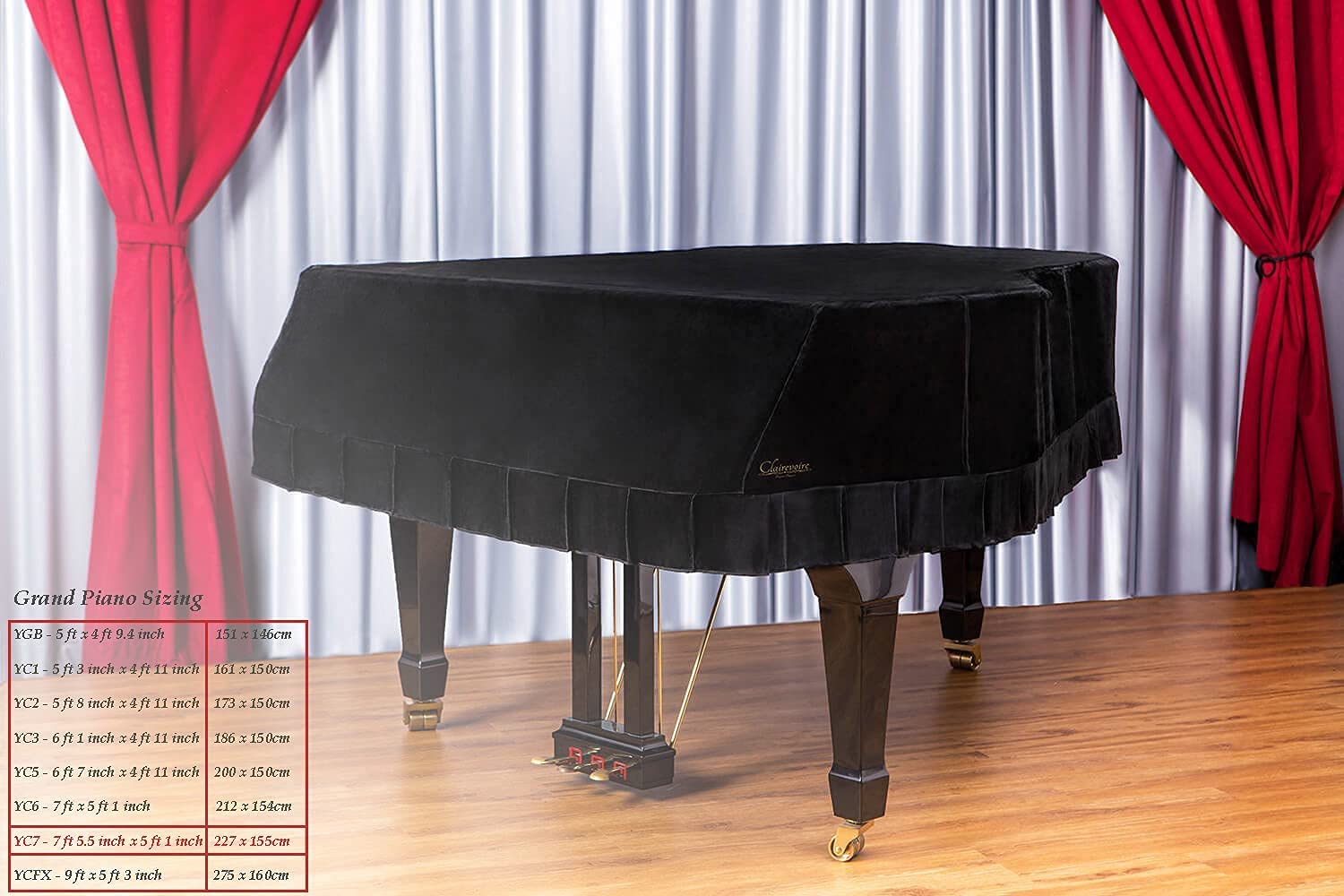 [Yamaha | All Brands] [ULTIMA]: Waterproof Velvet Grand Piano Cover (Midnight Black / Charcoal Black)