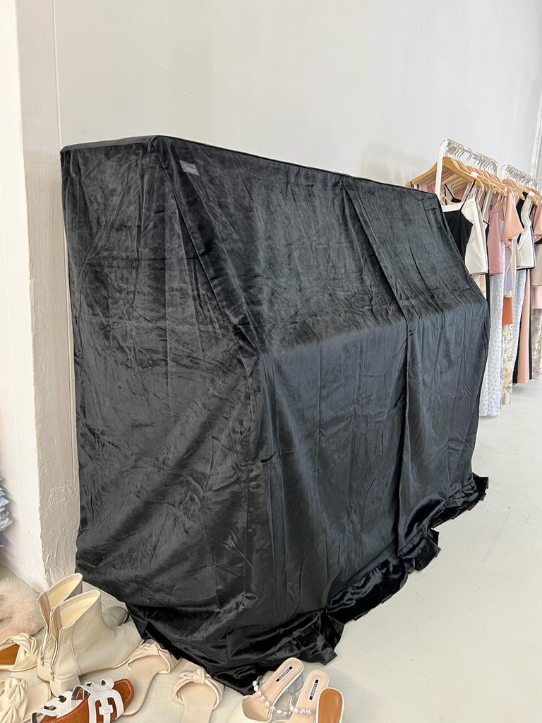 Clairevoire Classics: Premium Velvet Upright Piano Cover [Midnight Black] full cover 156cm width