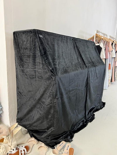 Clairevoire Classics: Premium Velvet Upright Piano Cover [Midnight Black] full cover 156cm width