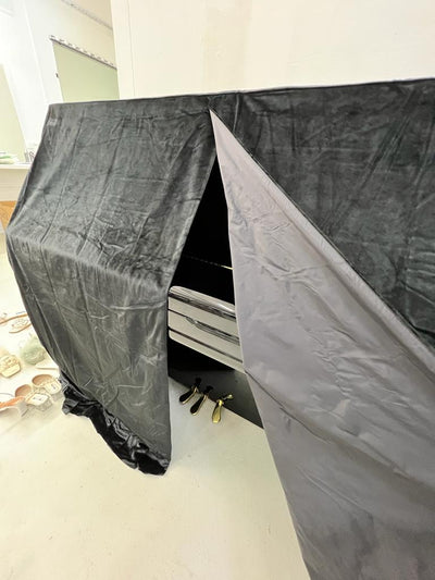 Clairevoire Classics: Premium Velvet Upright Piano Cover [Midnight Black] full cover 156cm width