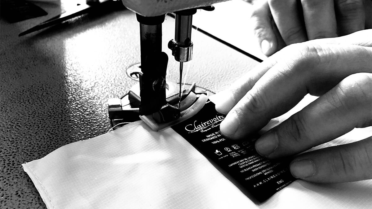 Sewing a clairevoire piano cover washing label