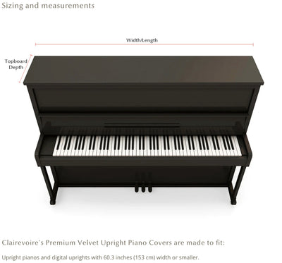 Clairevoire Classics: Water-proof Premium Velvet Upright Piano Cover [Midnight Black]