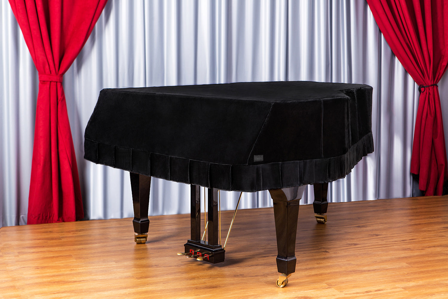 [for Yamaha | All Brands] Classic Velvet Grand Piano Cover (Midnight Black/Charcoal Black)